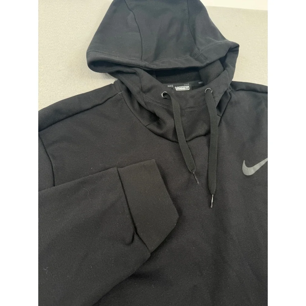 Nike Mens XL Dri-FIT Hoodie Black Pullover Gym Training Sweatshirt CU6214-010